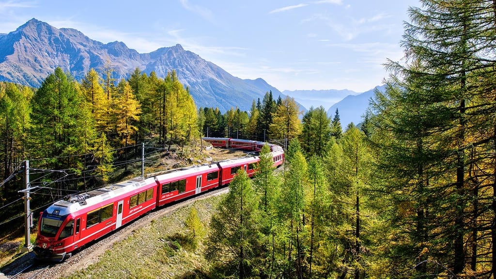 Train in the Swiss countryside