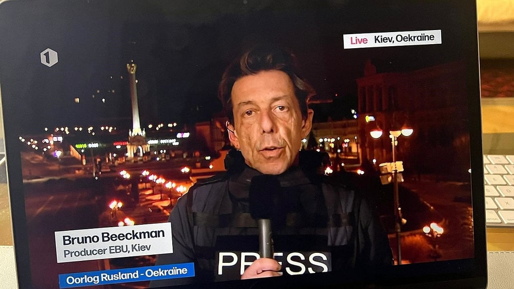 Image of News Exchange journalist reporting live from Kyiv