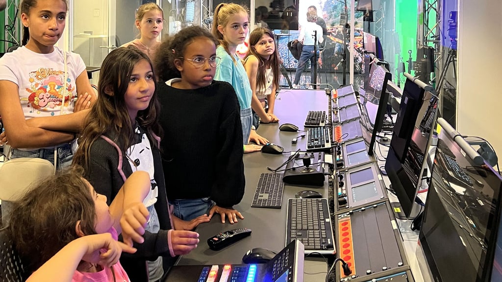 Geneva schoolgirls visiting the EBU studio as part of Girls in ICT Day
