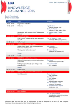 EBU Knowledge Exchange 2015 Programme