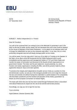 EBU Letter to Polish President
