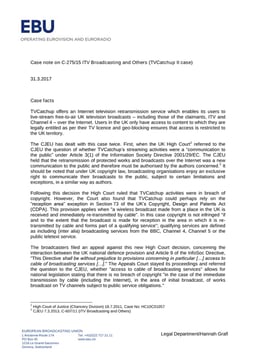 Case note: C-275/15 ITV a.o.