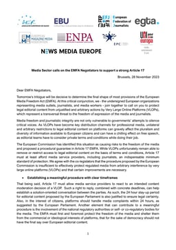 Joint letter on Article 17 - EMFA