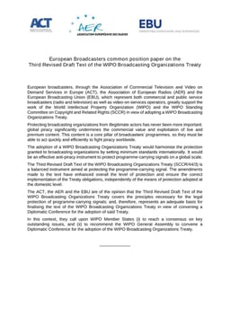 EBU POSITION PAPER ON THE REVISED DRAFT TEXT FOR THE WIPO BROADCASTING ORGANIZATIONS TREATY