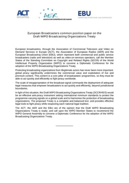 EBU POSITION PAPER ON THE REVISED DRAFT TEXT FOR THE WIPO BROADCASTING ORGANIZATIONS TREATY
