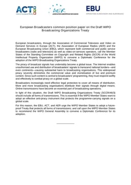 EBU POSITION PAPER ON THE REVISED DRAFT TEXT FOR THE WIPO BROADCASTING ORGANIZATIONS TREATY