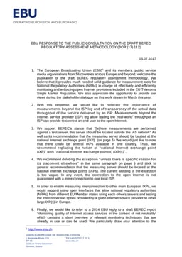 EBU response to the public consultation on the draft BEREC regulatory assessment methodology (BOR (17) 112)  