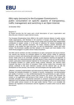 EC public consultation on specific aspects of transparency, traffic management and switching in an open internet