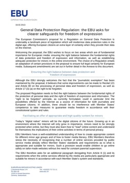 General Data Protection Regulation: EBU asks for clearer safeguards for freedom of expression