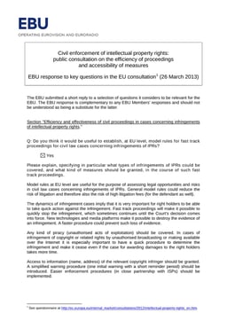 EBU response to EU consultation on civil enforcement of IPR