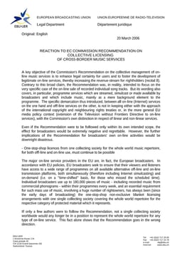 EBU reaction to EC Commission Rec. on Coll. Licensing of C…