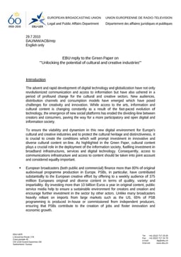 EBU reply to Green Paper on 
