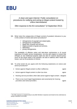 EBU Response to the EU consultation on Notice and Action Procedures