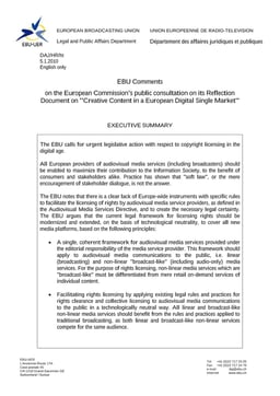EBU Comments on the European Commission's public consultation on its Reflection Document on 