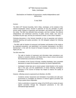 Declaration on freedom of expression, media independence and democracy