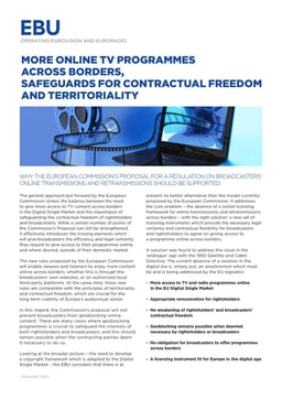 EBU position on EU Regulation on Broadcasters Online Transmissions
