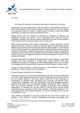 Principles for Internet Connected and Hybrid Television in Europe