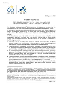 Response to the EC consultation on the open Internet and the net neutrality in Europe