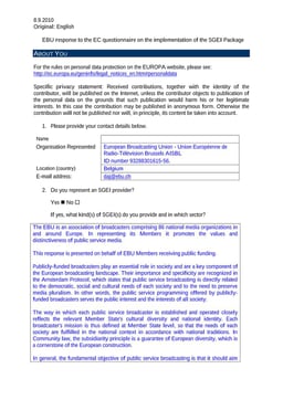 EBU response to EC questionnaire on the implementation of the SGEI package