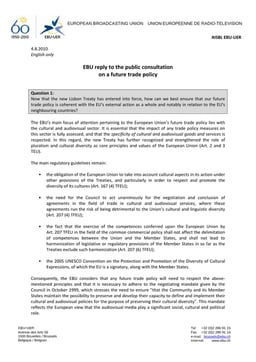 EBU reply to the public consultation on a future trade policy
