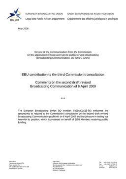 EBU comments on the second draft revised Broadcasting Communication - 08.05.2009