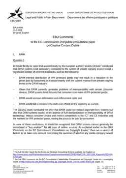 EBU Comments to the EC's 2nd public consultation paper on Creative Content Online - 29.2.2008