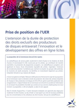 Prise de position UER sur la durée de protection