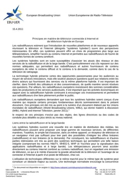 Principes en matière de télévision connectée à Internet et de télévision hybride en Europe