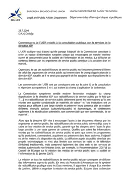 Directive ISP - commentaires de l'UER