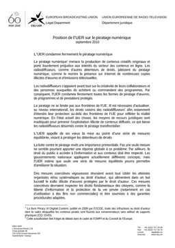 Position de l'UER sur le piratage numérique