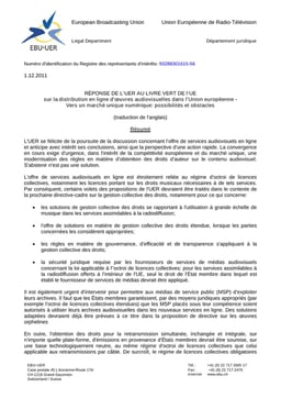 Réponse de l'UER au Livre vert de l'UE