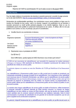 Réponse UER au questionnaire CE sur la mise en oeuvre du paquet SIEG