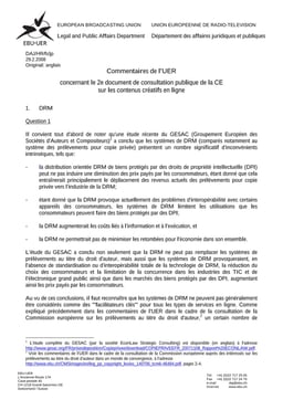 Commentaires de l'UER concernant le 2e document de consultation publique de la CE sur les contenus créatifs en ligne - 29.2.2008