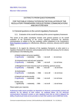 EBU Reply to the ECU Consultation on the regulatory framework for electronic communcations