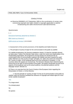 EBU Reply to the European Commission consultation on the review of the EU Satellite and Cable Directive
