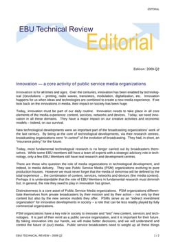 Innovation - a core activity of public service media organizations
