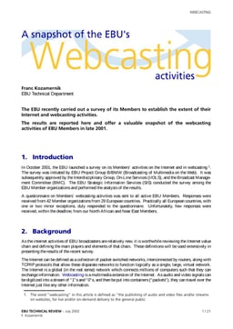 A snapshot of the EBU's webcasting activities