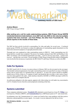 Audio Watermarking — summary results of EBU tests