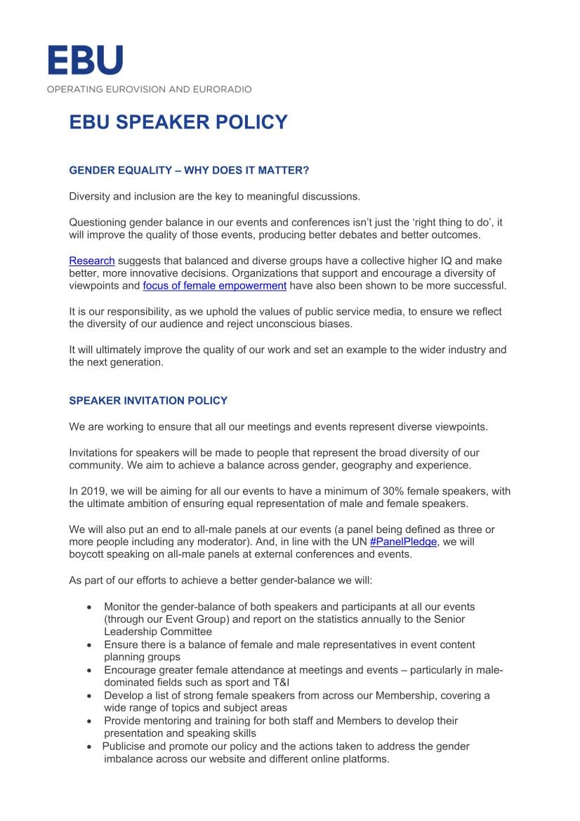 EBU Speaker Policy